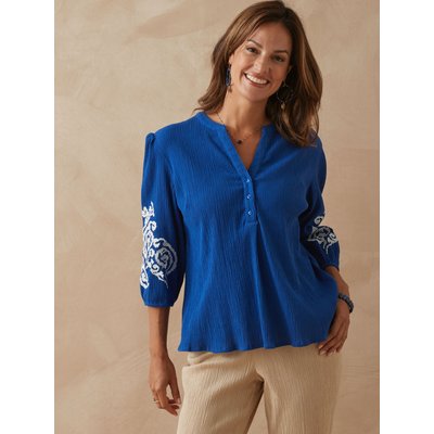 Blouse créponnée manches brodées DAXON