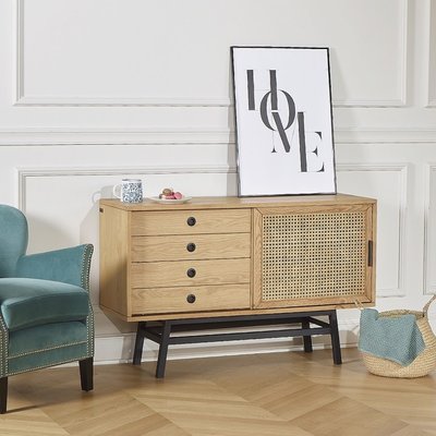Buffet en chêne 1 porte, 2 tiroirs LALALA ROBIN DES BOIS