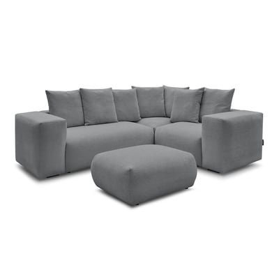 Canapé modulable 4 places en tissu chiné avec pouf, VOLTAIRE BOBOCHIC
