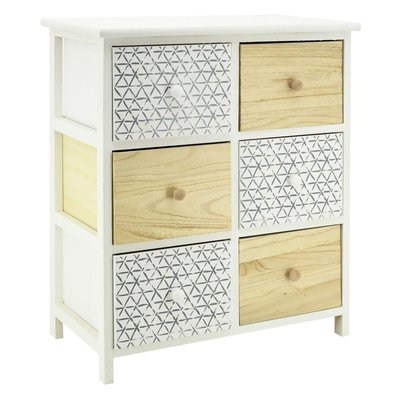 Commode en bois teinté blanc et naturel 6 tiroirs AUBRY GASPARD