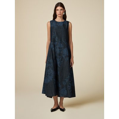 Robe longue et sans manches en denim 100 % coron avec un imprimé à fleurs OLTRE