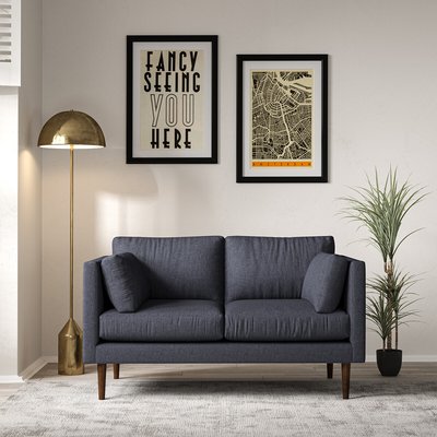 Gabriela Modern Soft Brushed 2 Seater Feather Sofa with Dark Wood Legs SO'HOME