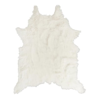 Tapis Forme Peau De Bête Imitation Fourrure Blanc 120x158 DECORATIE