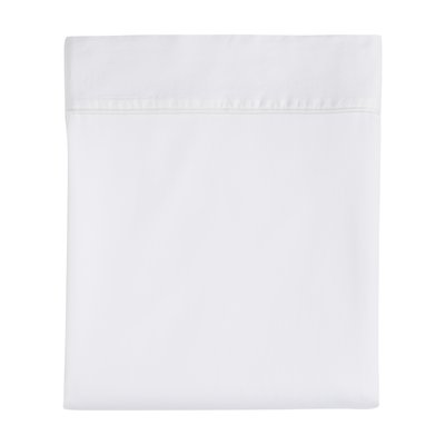 Drap plat en satin de coton lavé, NUIT SATINÉE BLANC CERISE