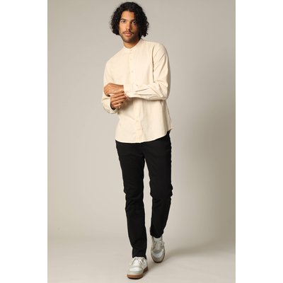 Chemise unie en lin avec col mao et manches longues SMITHY DEELUXE