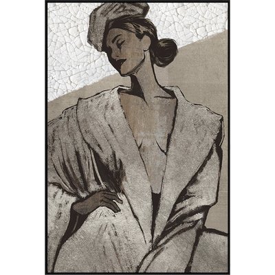 Tableau élégant femme chic effet feuille d  sur toile RECOLLECTION