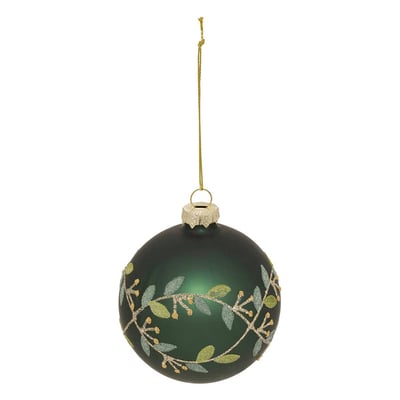 Boule verre branche de gui D.8 cm vert FEERIC LIGHTS & CHRISTMAS