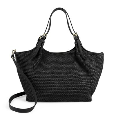 Sac cabas en cuir grainé et raphia IMPERIA OH MY BAG