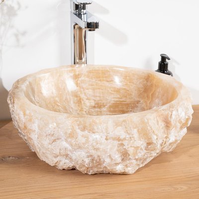 Vasque en pierre Onyx ronde à poser 40 - 45 cm WANDA COLLECTION