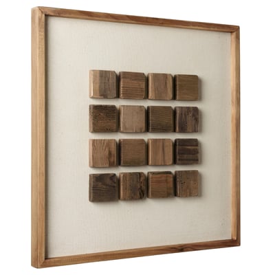 Décoration murale petits carrés bois sur fond blanc DENVER PIER IMPORT