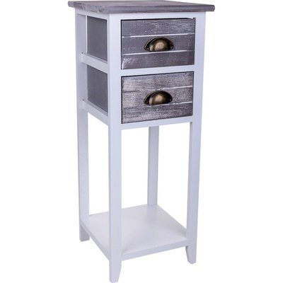 table de chevet blanche en bois deux tiroirs style contemporain RECOLLECTION
