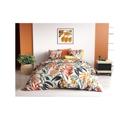 Housse couette + taie Geometrique Perroquet tropical EDEN