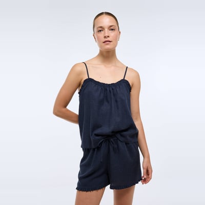 Pyjashort uni en viscose lin MONOPRIX