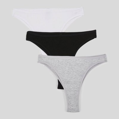 Lot de 3 tangas côtelés CAMELIA en coton BIO MONOPRIX