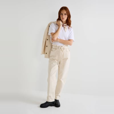 Pantalon carotte taille élastiquée, certifié Oeko-Tex MONOPRIX