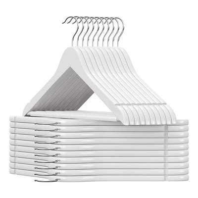 Lot de 20 Cintres en bois blanc avec Crochets pivotants CALICOSY