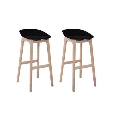 Lot de tabourets de bar en chêne et assise plastique 75cm RIVA|Lot de 2 | Lot de 2 MOB IN