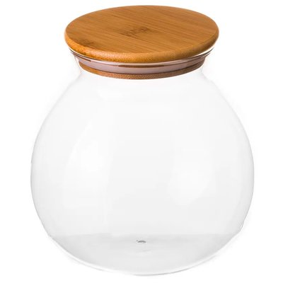Bocal cuisine rond en verre avec bouchon bambou 1700ml WADIGA