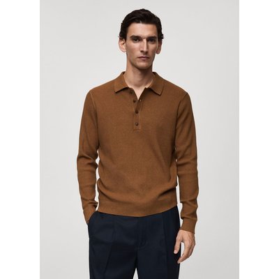 Pull-over polo coton mélangé maille côtelée MANGO MAN
