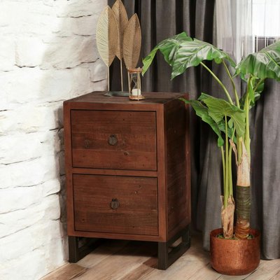 Caisson de bureau en bois recyclé 2 tiroirs SAMOA PIER IMPORT