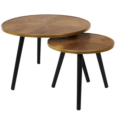 Duo de tables gigogne Felix - Noir et Doré TOILINUX