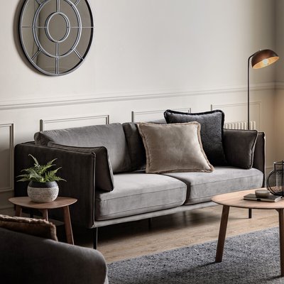 Ashar Mid-Century Velvet Sofa with Black Metal Legs SO'HOME