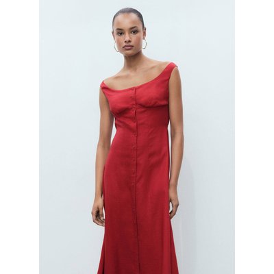 Robe en lin mélangé à boutons MANGO