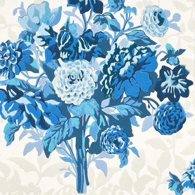 Dahlia Bunch Lapis Wallpaper HARLEQUIN X SOPHIE ROBINSON