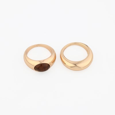 Set de 2 bagues dorées et marron BALABOOSTE