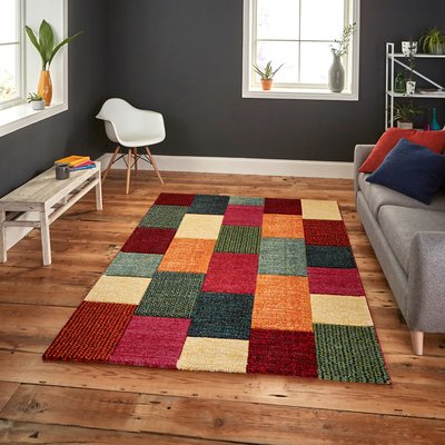 Geometric Brick Tile Print Rug SO'HOME