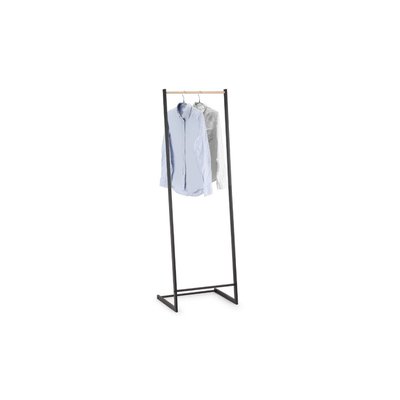 Portant Vêtements en Métal Noir et Bois WADIGA