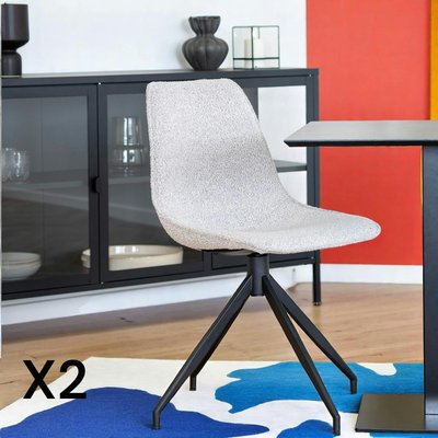 Chaise pivotante en bouclette blanc sable (lot de 2) AMSTERDAM PIER IMPORT