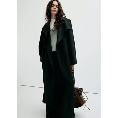Manteau laine fait à la main ceinture MANGO