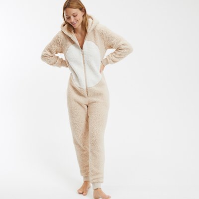 Onesie met kap in sherpa SO'HOME
