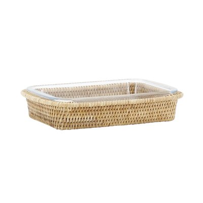 Ensemble plat à gratin et support en rotin Rectangulaire Grand AUBRY GASPARD