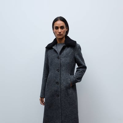 Manteau long contenant de la laine avec col amovible MONOPRIX