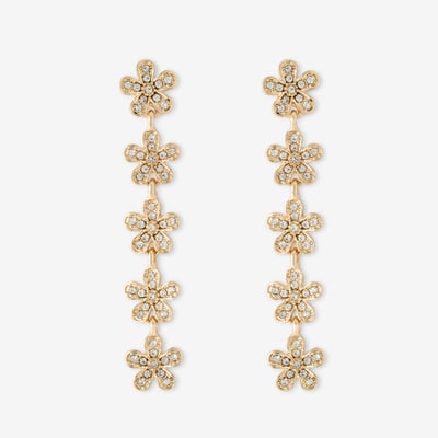 Boucles d'oreilles longues à petites fleurs strassées BALABOOSTE