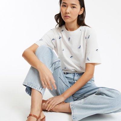 Tee shirt col rond manches courtes floral LA REDOUTE COLLECTIONS