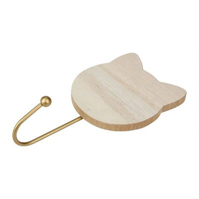 Lot de 3 patères bois chat naturel DECORATIE