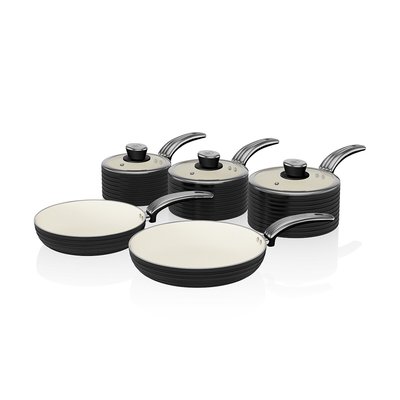 5-Piece Retro Pan Set in Black SWAN