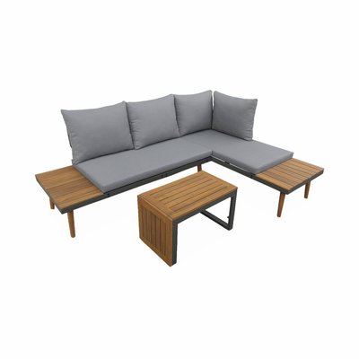 Salon de jardin modulable aluminium et bois d'acacia 4 places SAO PAULO SWEEEK
