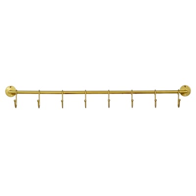 Barre de support ustensiles de cuisine doré avec 8 crochets 80cm WADIGA