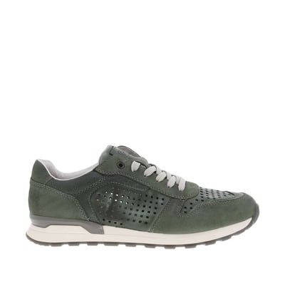 Sneakers en cuir bleu à talon plat et à lacets plats gris avec trous d'aération RIEKER