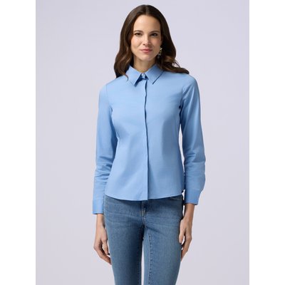 Camicia basic realizzata in popeline di cotone stretch tinta unita OLTRE