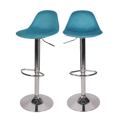 Lot de 2 chaises de bar réglables en velours 60/82 cm - PAVO RENDEZ-VOUS DÉCO