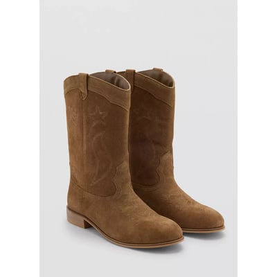 Bottes cowboy cuir broderie MANGO KIDS