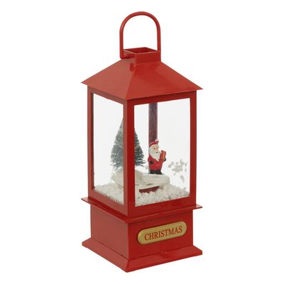 Décoration lanterne rouge H20 cm 4 LED blanc froid à piles FEERIC LIGHTS & CHRISTMAS