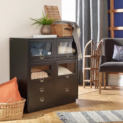 Meuble de rangement vitré 3 tiroirs 4 casiers CARGO ROBIN DES BOIS