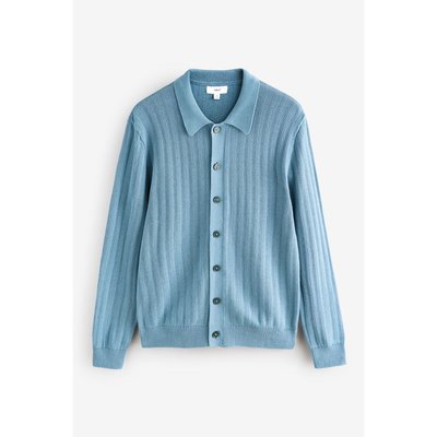 Pull boutonné regular texturé rayé NEXT