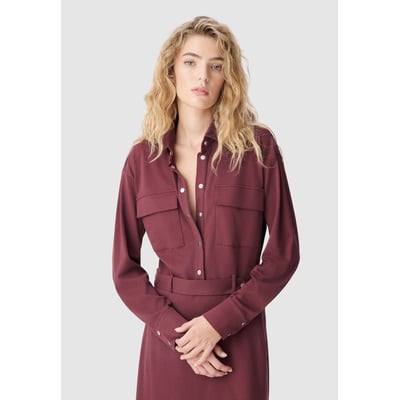 Robe chemise maille longue avec ceinture IKKS
